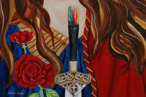 Paintbrush and Rose by JoDee Luna